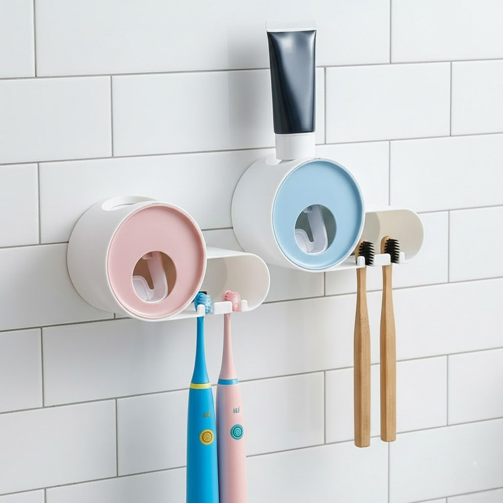 Automatic Toothpaste Dispenser Vault — No-Drill Wall Mount & Hygienic Oral Care Organizer