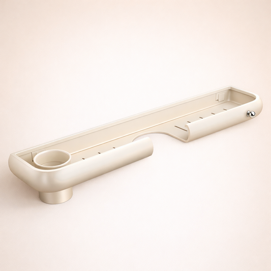 No-Drill Aluminum Bathroom Vanity Shelf with Built-In Tumbler Holders