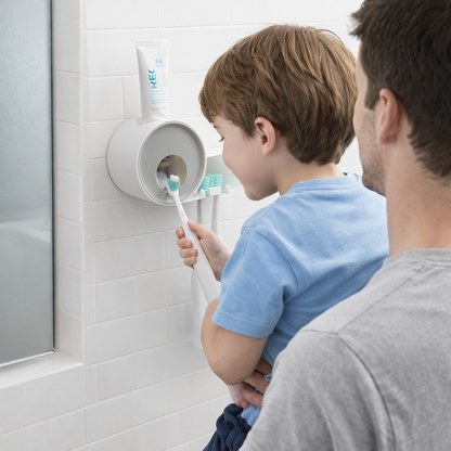 Automatic Toothpaste Dispenser Vault — No-Drill Wall Mount & Hygienic Oral Care Organizer