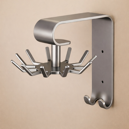 No-Drill 360° Rotating Wall Hook Rack – Heavy-Duty Kitchen Utensil Organizer