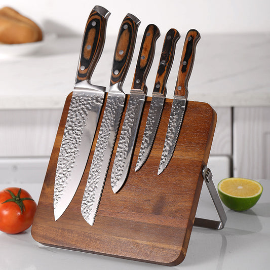 Magnetic Solid Wood Knife Sanctuary — Double-Sided Vertical Space Optimizer